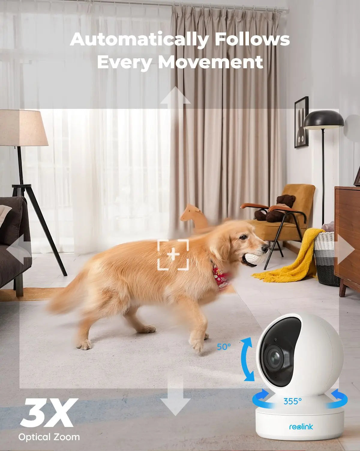 Caméra d'intérieur Reolink E1 ZOOM Wi-Fi PTZ intelligente 8 mégapixels Super HD, lot de 2 (15 % de réduction)