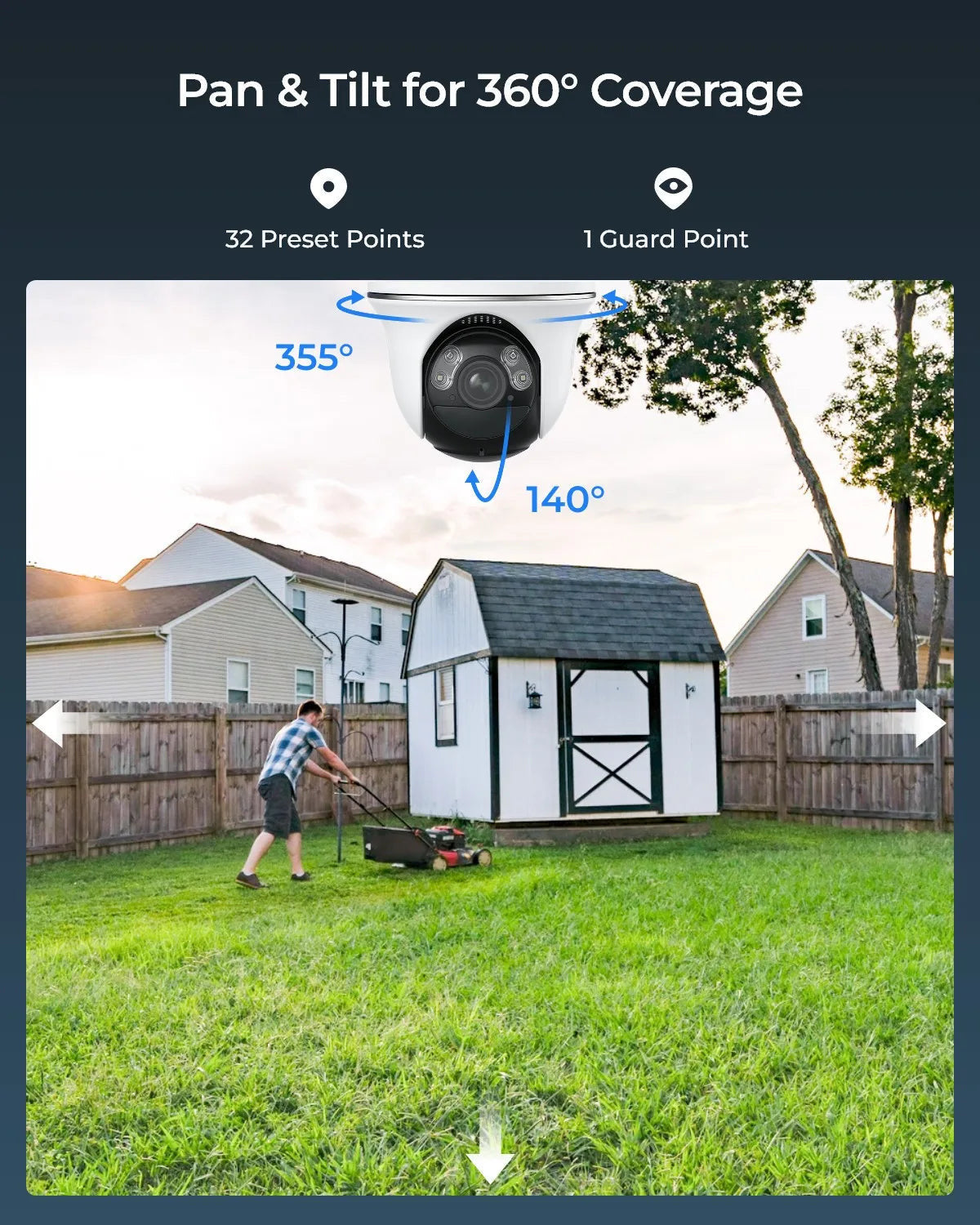 Caméra autonome sans fil (solaire ou batterie) ARGUS PT ULTRA 4K 8MP panoramique & inclinable avec projecteurs, lot de 2 (15 % de réduction)