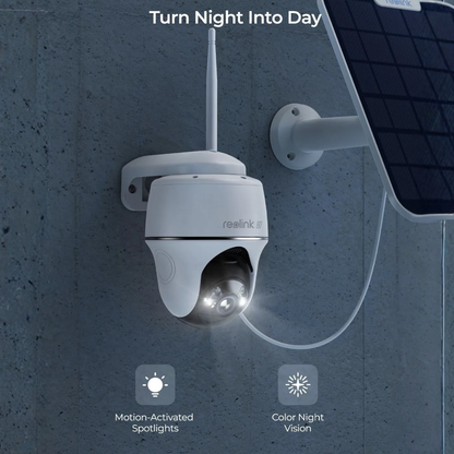 Caméra autonome sans fil (solaire ou batterie) ARGUS PT ULTRA 4K 8MP panoramique & inclinable avec projecteurs, lot de 2 (15 % de réduction)